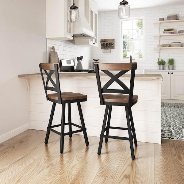 Amisco Jasper 30 In Brown Distressed, How To Paint And Distress Metal Bar Stools