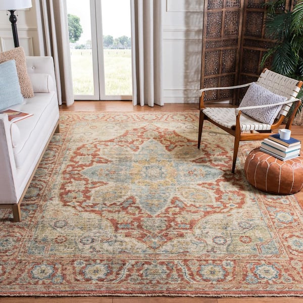 Izmir Rust/Beige 8 ft. x 10 ft. Floral Medallion Area Rug