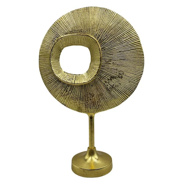 castellousa Gold 19 in. x 5 in. Aluminum Earth Tone Modern Metal Sculpture
