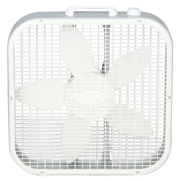 Lasko Save-Smart Energy Efficient 20 in. 3 Speed White Box Fan with Built-In Carry Handle
