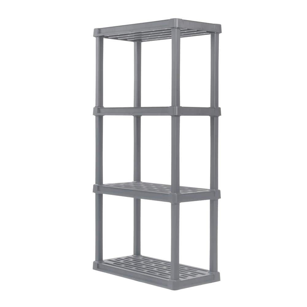 Gray Plastic Heavy Duty 4-Tier Utility Shelf