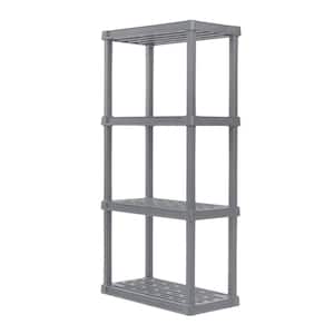 Plastic Rack Shelf with 4-Medium Shelves, Elephant Gray