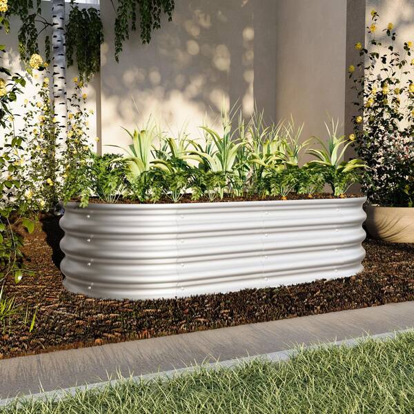 47 in. L x 25 in. x 12 in. Silver Metal Raised Garden Bed Kit