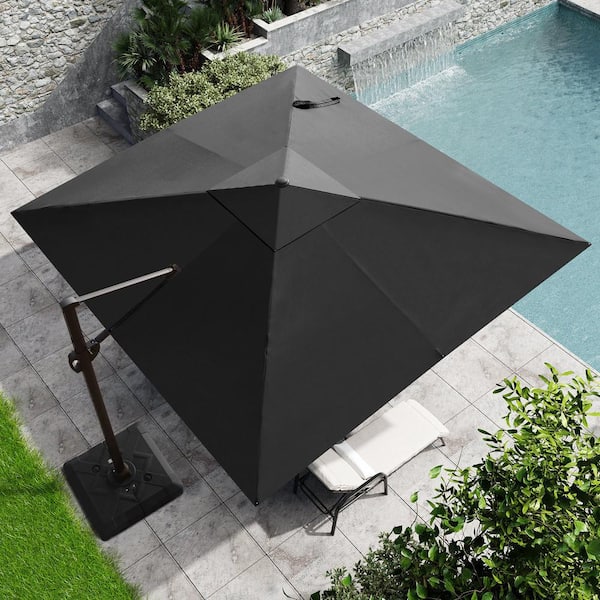 Crestlive Products 11 ft. x 11 ft. Heavy-Duty Frame Square Umbrella in Black