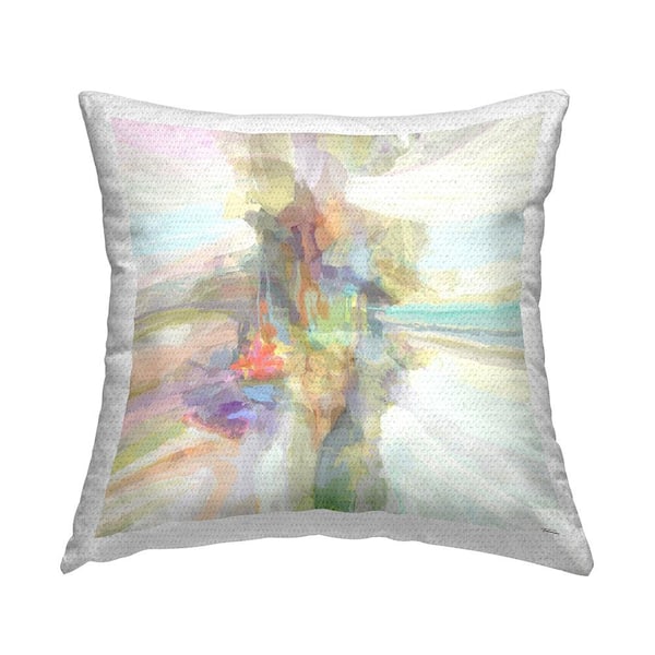 Stupell Industries Soft Pastel Flowing Abstract Multi-Color Square Outdoor Throw Pillow