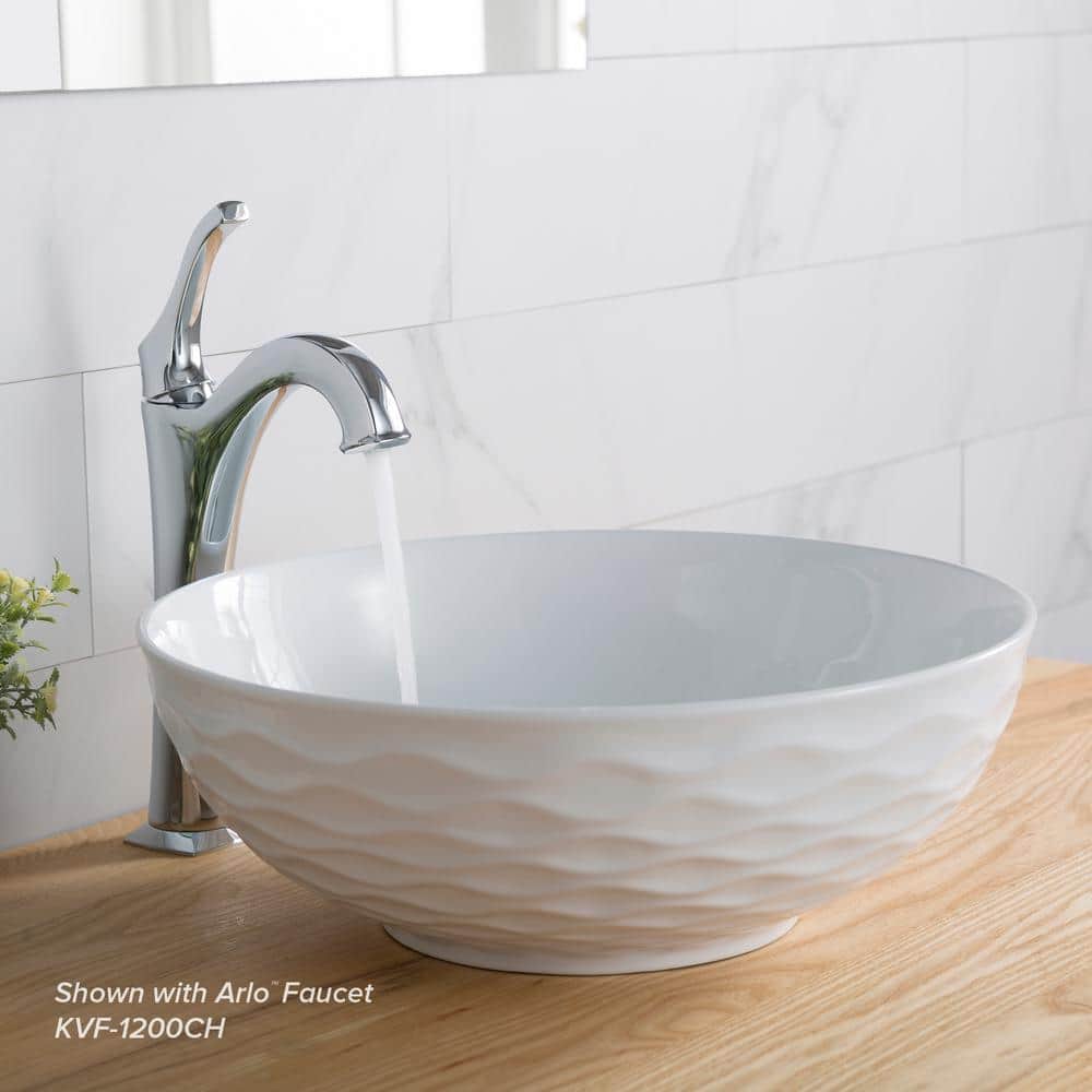 Viva Round White Ceramic Vessel Bathroom Sink, 16 1/2 in.