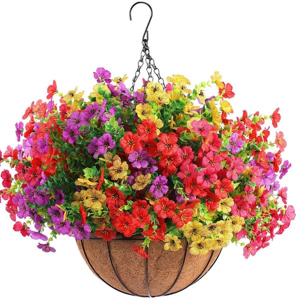 Afoxsos 12 in. Red Purple Yellow Rose Red Outdoor UV Resistant