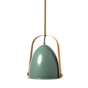 Zelda - 1-Light Modern 2-Tone Pendant Metal Light, Sage and Brushed Gold