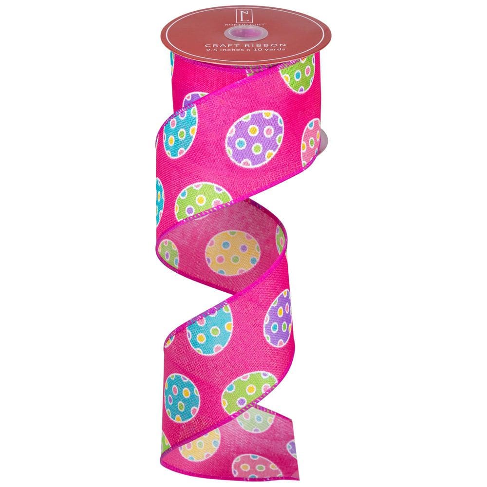 Easter Egg Design Wired Spring Craft Ribbon-2.5 in. x 10 Yards-Pink price history on PriceWatchPro