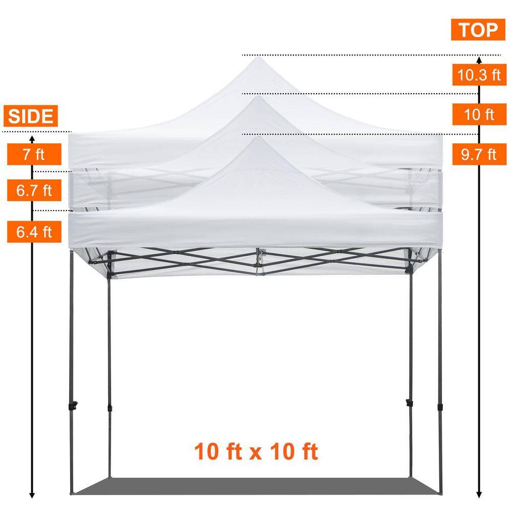 White 10 x 10 ft Outdoor Patio Gazebo Tent with PVC-Coated Polyester Top