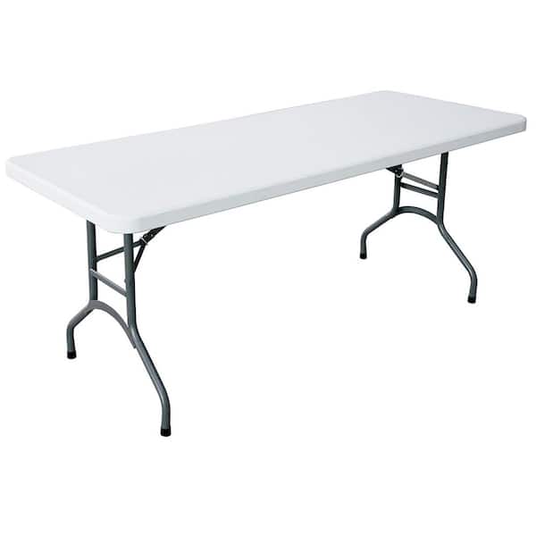 Plastic Development Group White 706 Heavy Duty 6 ft. Straight Plastic Top Banquet Folding Table