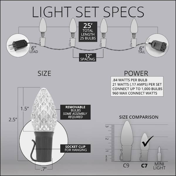 SuperBright 16 ft. 25-Light LED Green C9 String Light Set 20347