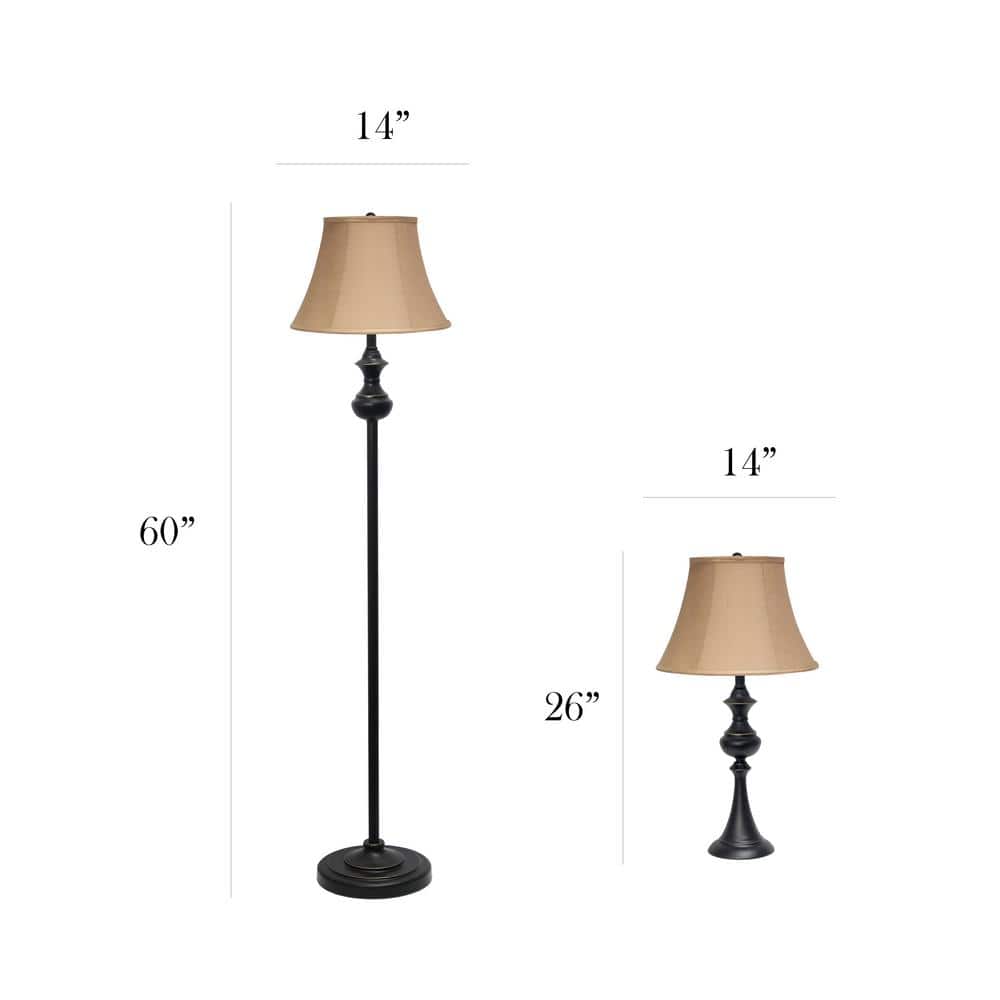 Timeless Elegance 3-Pack Lamp Set in Restoration Bronze with Tan Shades