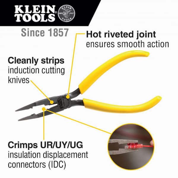 6 in. Long Nose Connector Crimping Pliers with Skinning Hole