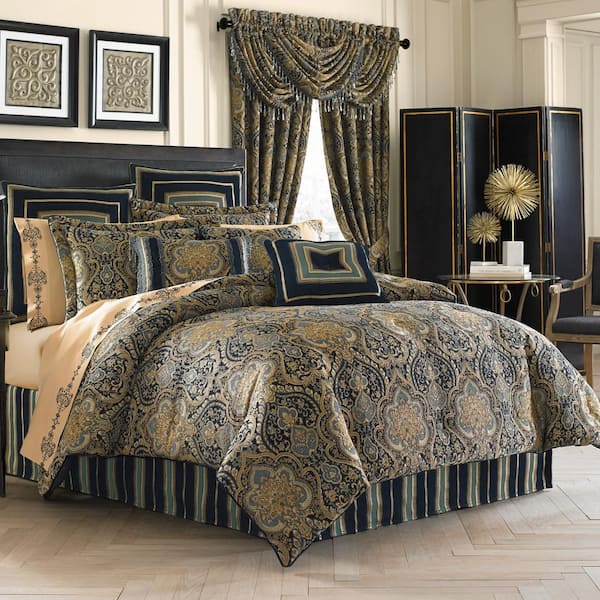 QUEEN STREET NEW YORK Palmer Teal King 4 Piece Comforter Set