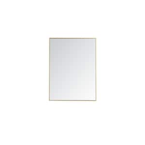 Timeless Home 36 in. W x 48 in. H x Contemporary Metal Framed Rectangle Brass Mirror