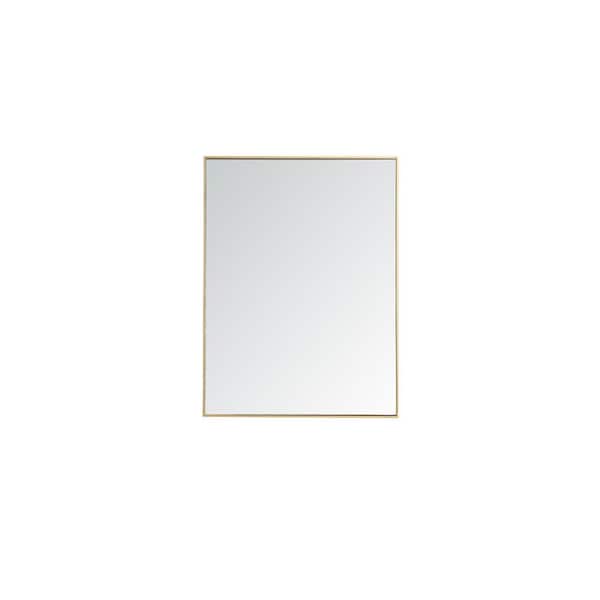 Unbranded Timeless Home 36 in. W x 48 in. H x Contemporary Metal Framed Rectangle Brass Mirror