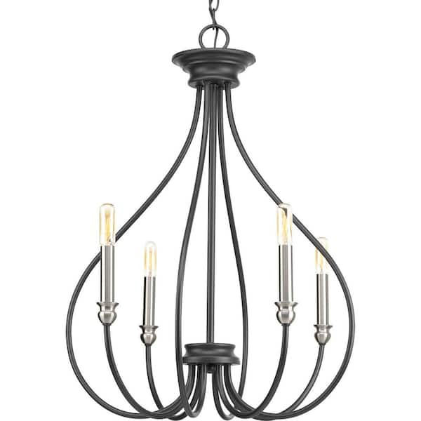 Progress Lighting Whisp Collection 4-Light Graphite Farmhouse Chandelier Light