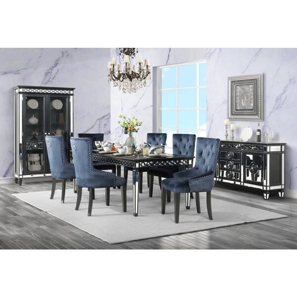 Acme Furniture Varian Ii Black And, Dining Room Set With Curio Cabinet