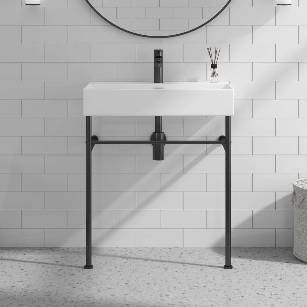 Turner 30" Matte Black Ceramic Wall-Mount Console Sink