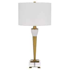 Bradford 30 in. Height Antique Brass Metal Table Lamp for Living Room with Fabric Shade.