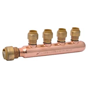 3/4 in. x 1/2 in. Push-to-Connect Copper 4-Port Closed Manifold Fitting
