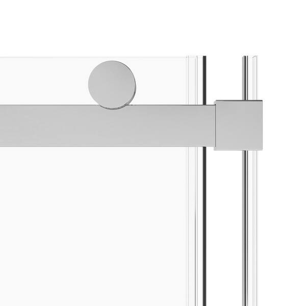 MEDUNJESS Aaby 56-60 in. W x 76 in. H Sliding Frameless Shower Door in Nickel with 5/16 in. (8 mm) Clear Glass