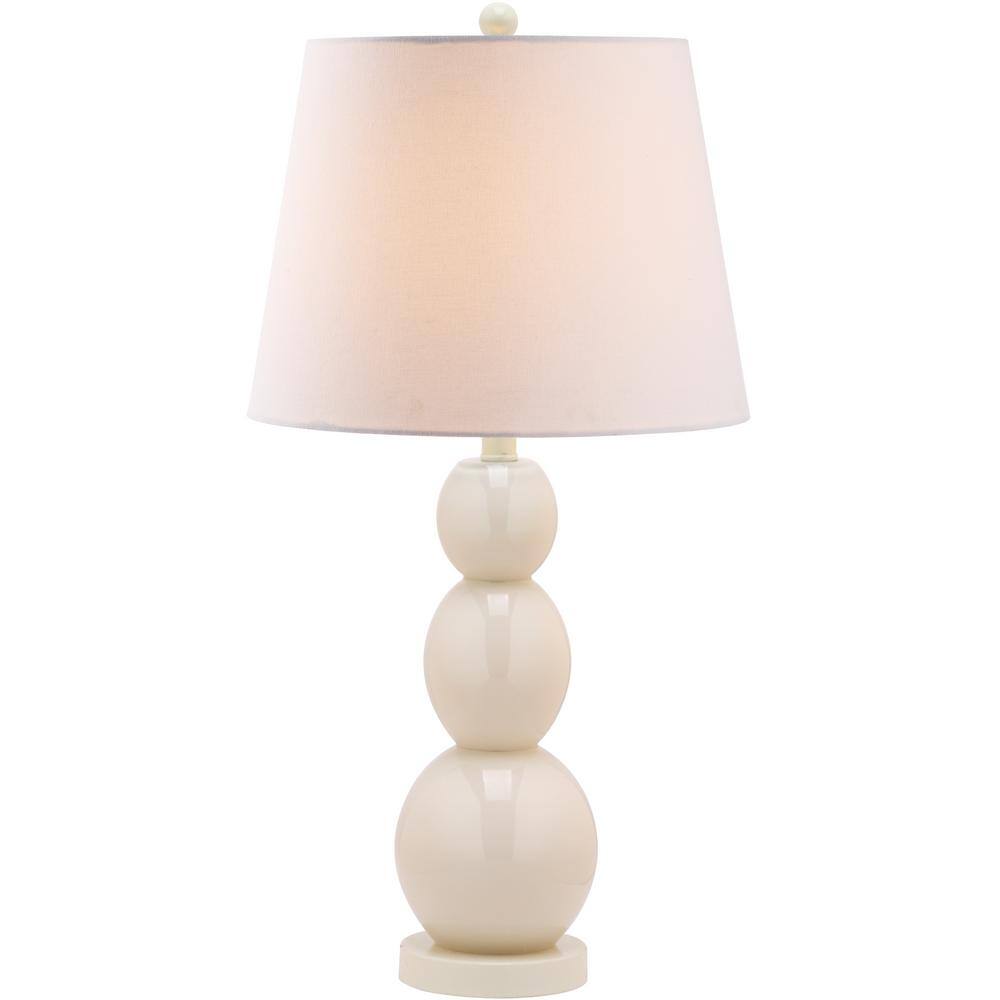 Light Grey Glass 3-Sphere Table Lamp Set with Cotton Shade
