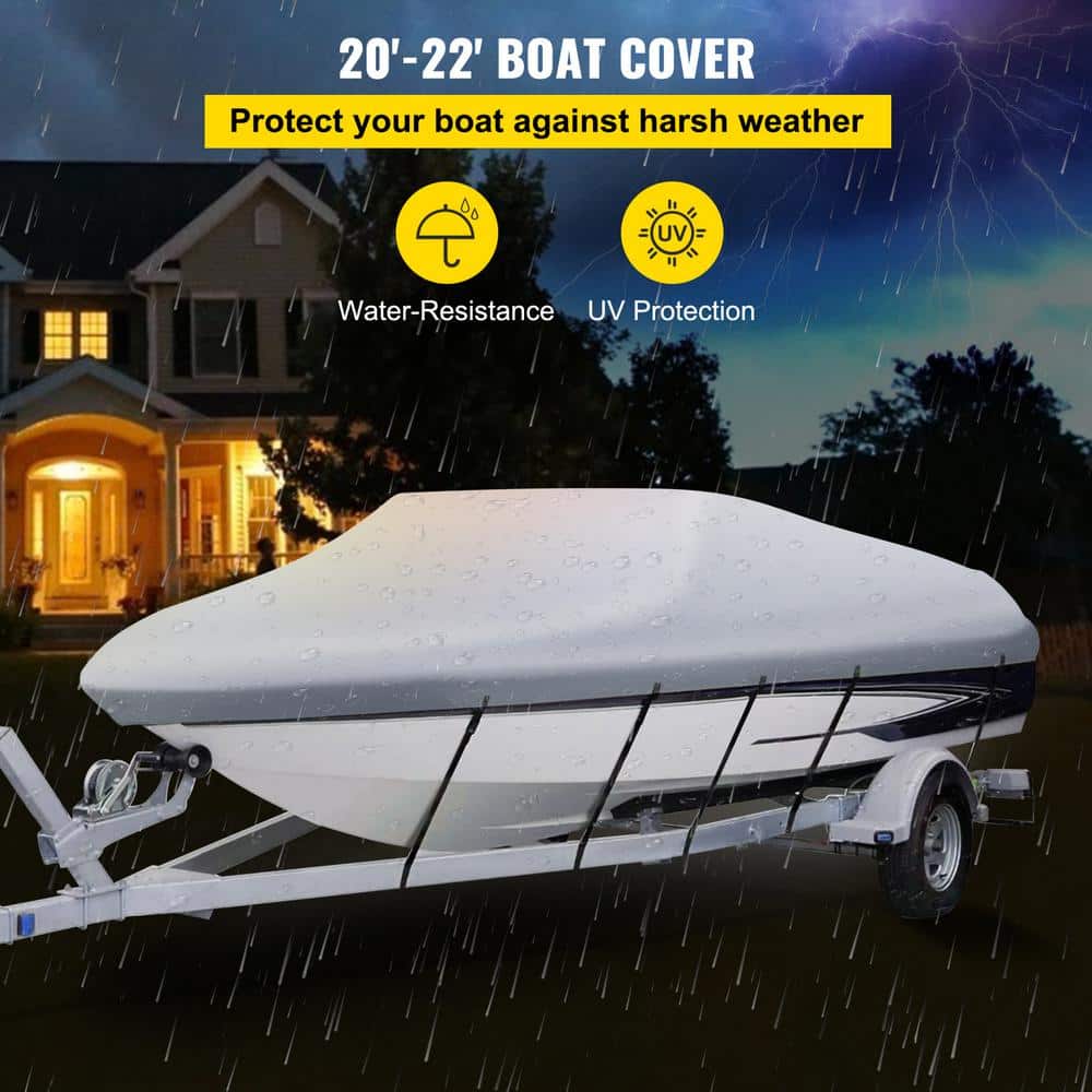 Marine-Grade 22' Gray PVC Coated Motor Boat Cover