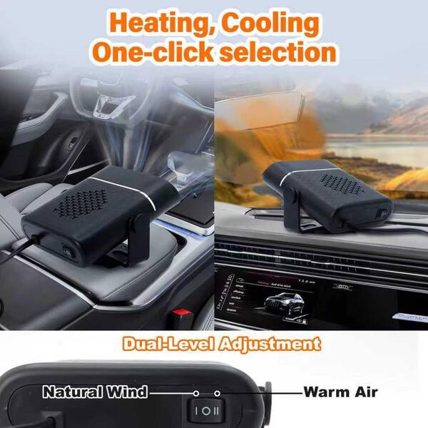 heater that plugs into your cigarette lighter N/A 150W 12V 2-in-1 Electric Black Portable Car Heater That Plugs into Cigarette Lighter, 360° Free Adjustment