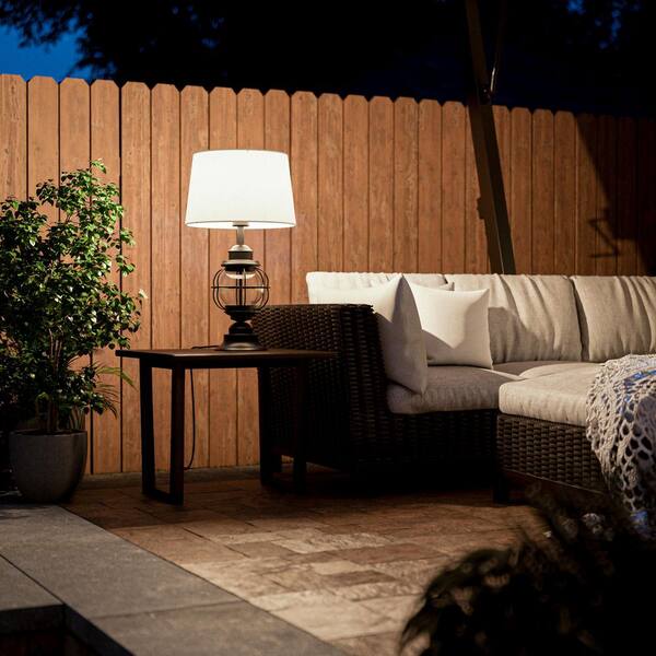 Hampton Bay Summerwalk 28 Black Outdoor/Indoor Table Lamp with