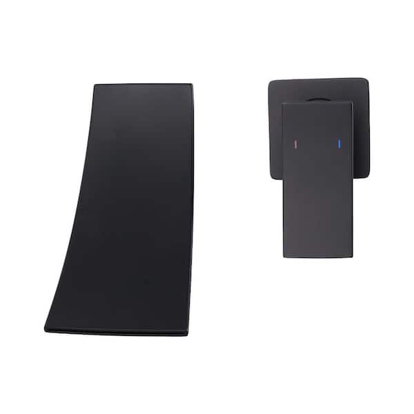 Single Handle Waterfall Wall Mounted Bathroom Faucet in Matte Black