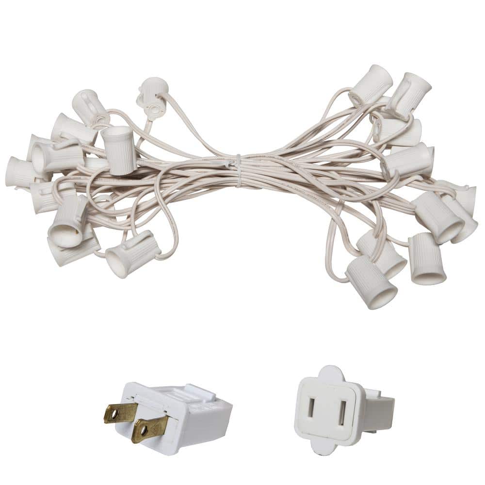 25 ft. C9/E17 White Wire Socket Stringer with 12 in. Spacing price history on PriceWatchPro