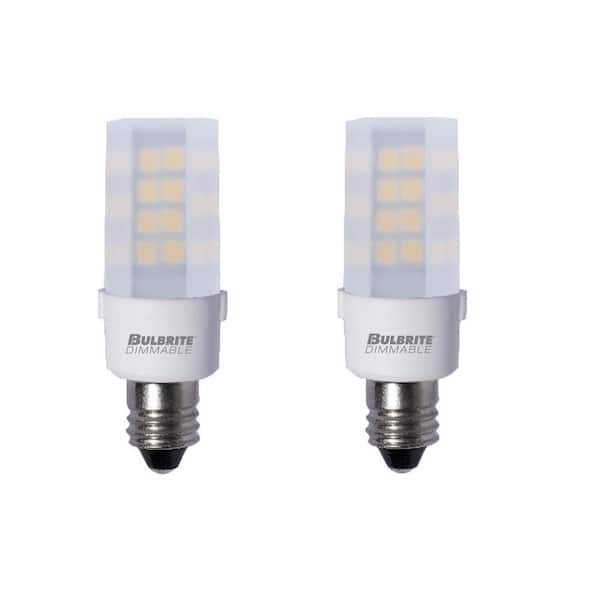 Bulbrite 35 - Watt Equivalent Warm White Light T4 (E11) Mini-Candelabra Screw, Dimmable Frost LED Light Bulb 2700K (2-Pack)