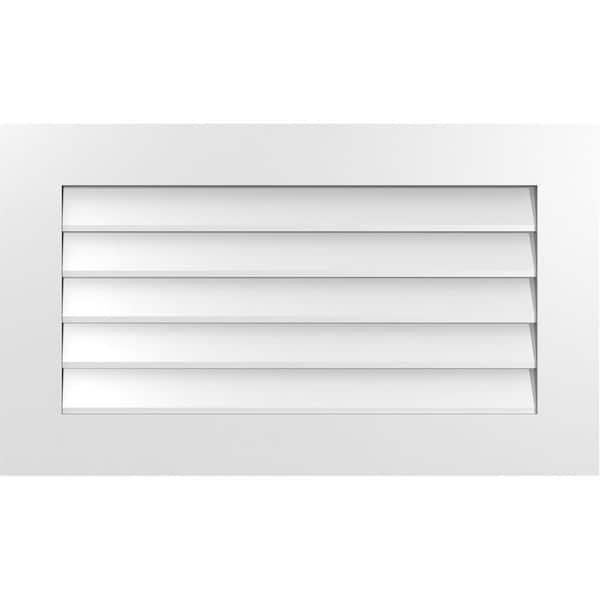 Ekena Millwork 34 in. x 20 in. Vertical Surface Mount PVC Gable Vent: Decorative with Standard Frame