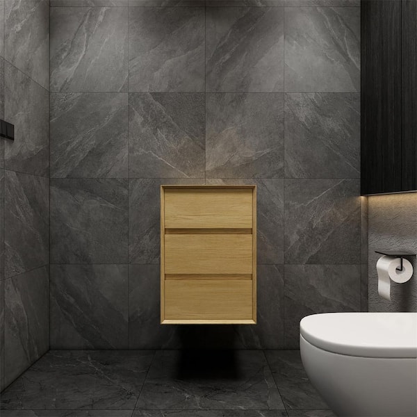 Mia Max 19.5 in. W x 19.6 in. D x 29.5 in. H Brown Wall Floating Linen Cabinet in Teak Oak, Scratch Resistant Surface