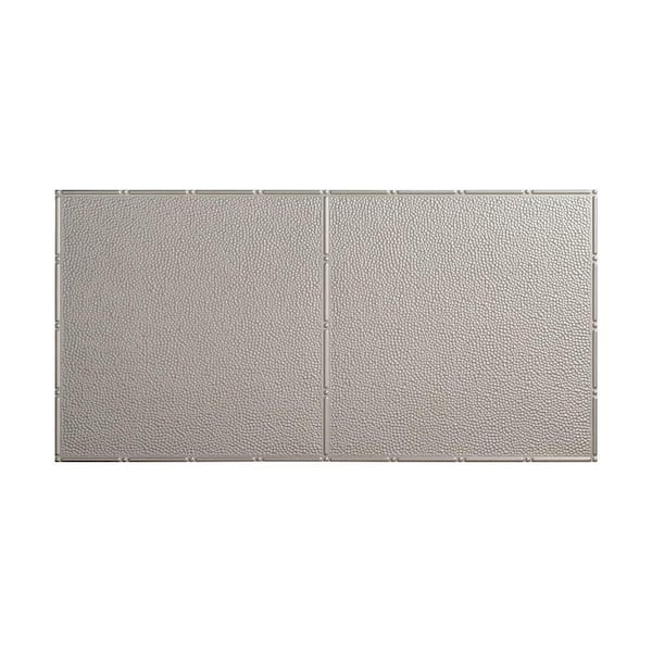 Fasade Hammered 2 ft. x 4 ft. Glue Up PVC Ceiling Tile in Argent Silver