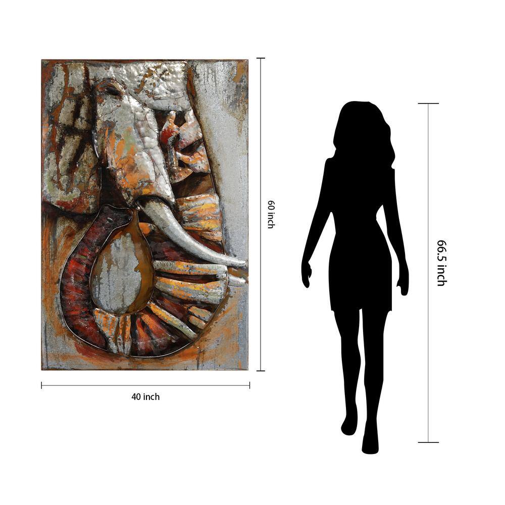 Large Mixed Media Abstract Elephant Canvas Wall Art