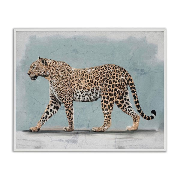 Stepping Glam Leopard by Svetlana Aleynikova White Framed Animal Giclee Art Print 11 in. x 14 in.