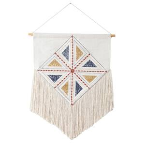 Dynamic Diamond 21.5 in. x 35 in. Ivory / Blue / Yellow / Red Woven Macrame Fringe Wall Hanging
