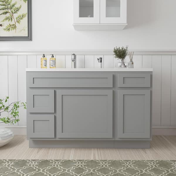 Vanity Art 51 in. W x 21 in. D x 32.5 in. H Bath Vanity Cabinet without Top in Gray