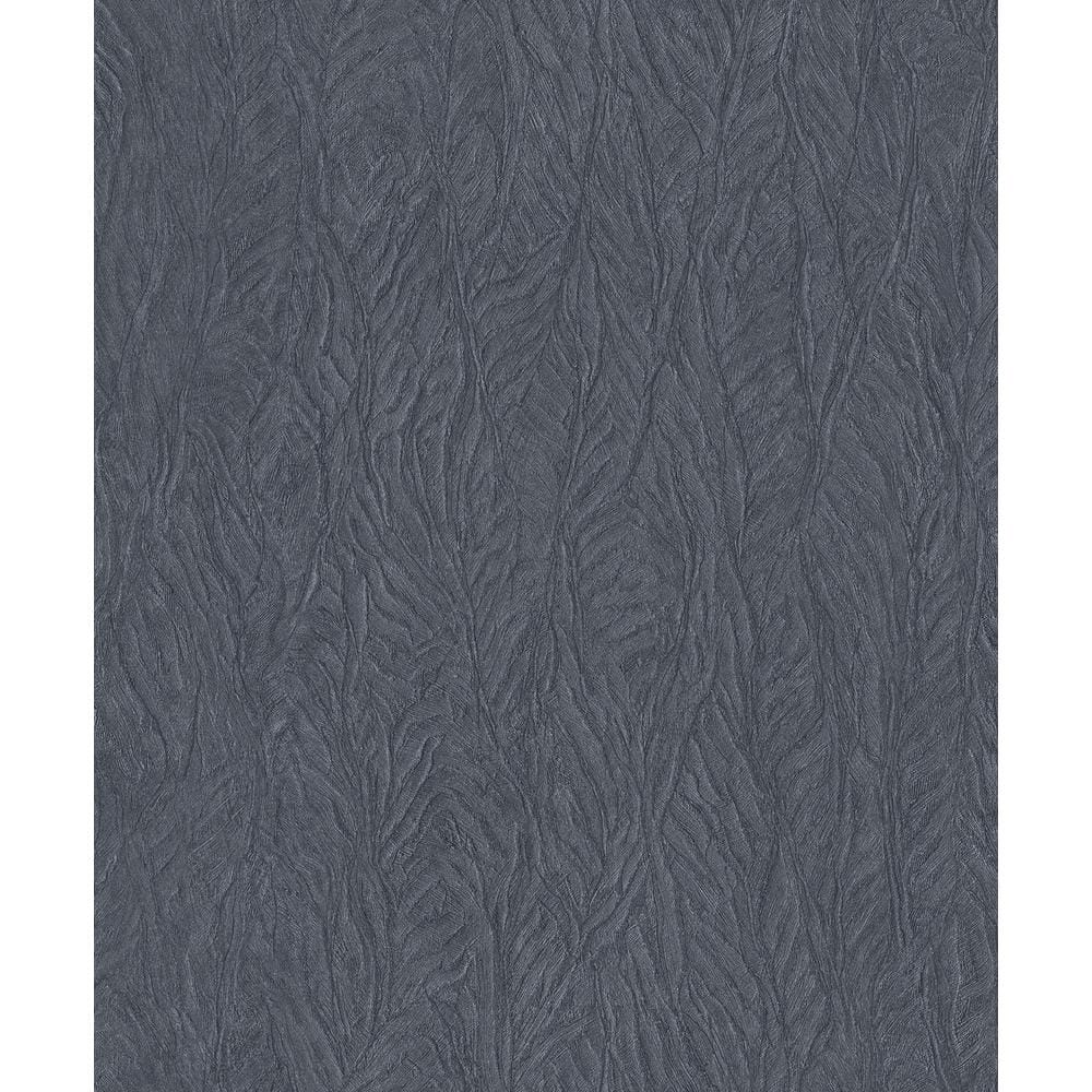 Ambiance Navy Metallic Textured Leaf Emboss Vinyl Non-Pasted Wallpaper (Cov