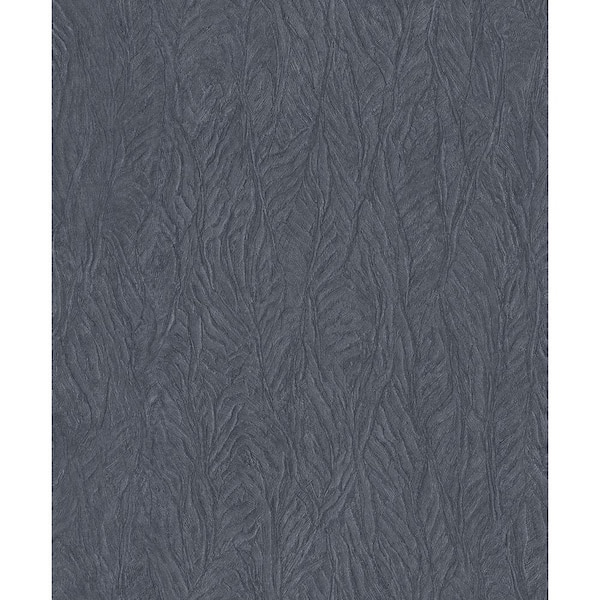 Utopia Collection Navy Metallic Textured Leaf Emboss Vinyl on Non-Woven Non-Pasted Wallpaper Sample