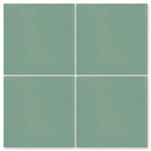 Solid Square Frosted Teal / Matte 8 in. x 8 in. Cement Handmade Floor and Wall Tile (Box of 8 / 3.45 sq. ft.)
