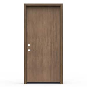 36 in. x 80 in. Flush Right-Hand/Inswing Warm Toffee Fiberglass Prehung Front Door with Brickmould