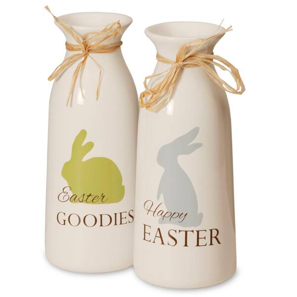 National Tree Company White Bottles with Easter Goodies