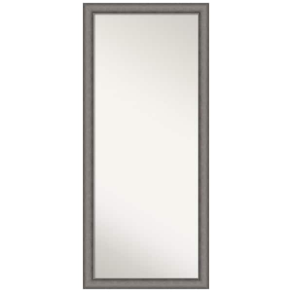 Amanti Art Burnished Concrete 28.5 in. W x 64.5 in. H Non-Beveled Modern Rectangle Wood Framed Full Length Floor Leaner Mirror