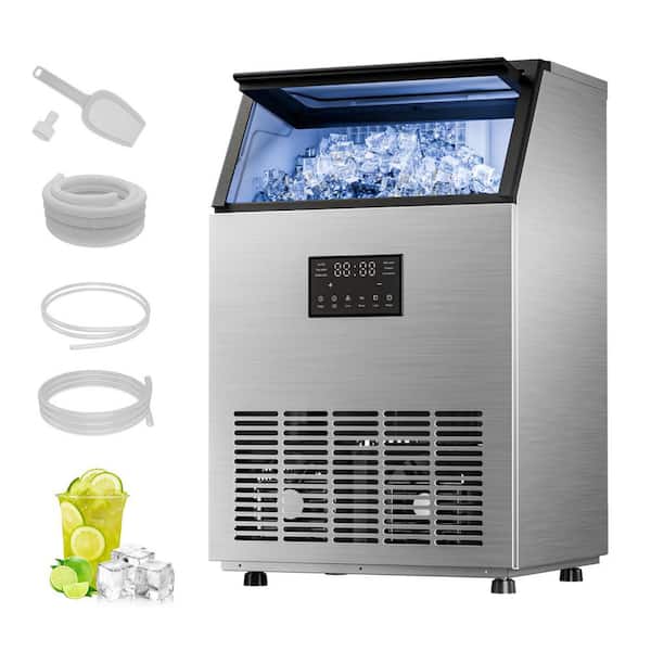 18.9 in. 120 lb./24H Full Size Cubes Freestanding Commercial Ice Maker in Stainless Steel with Dual Water Supply Options