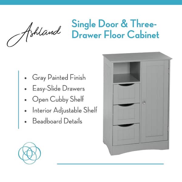 Ashland 22 in. W x 32 in. H Bathroom Linen Storage Floor Cabinet in Gray Ashland 22 in. W x 32 in. H Bathroom Linen Storage Floor Cabinet in Gray