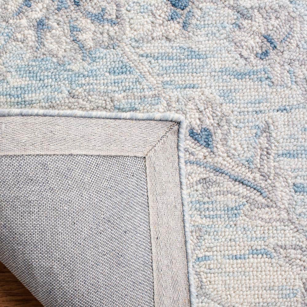 Light Blue Ivory Hand-Tufted Wool 4' x 6' Area Rug